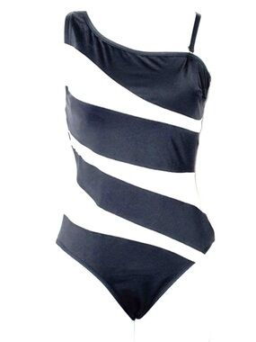 CUPSHE Slim & Sculpt NWT One Piece Swimsuit, Size L, Black & White